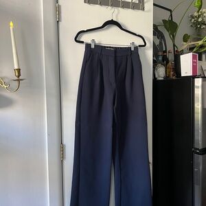 Abercrombie & Fitch Tailored Navy Blue Wide Leg Pants